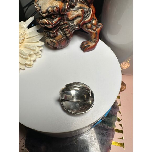 VTG Sterling Silver Turquoise Flower Ring - Picture 4 of 7